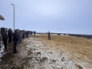 Participants at Rancher’s University learning tips about cattle handling from Lee SinclairParticipants at Rancher’s University learning tips about cattle handling from Lee Sinclair.