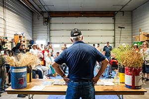 Farmer presenting to crowd