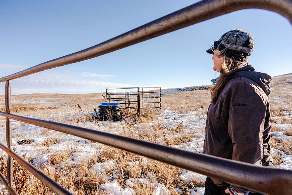 woman looking at a well development