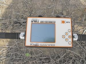 Soil resistance meter showing reading