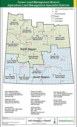 Ag district map and land managers' contacts