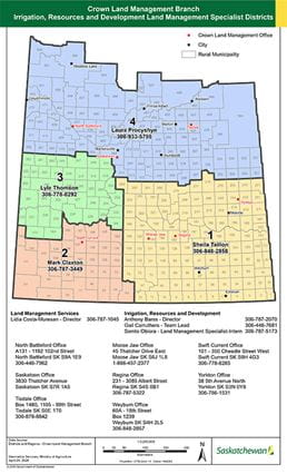 Map of Irrigation, Resources and Development Land Management Specialists