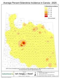 Sclerotinia incidence map for the province of Saskatchewan
