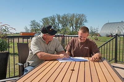 Two people on a deck