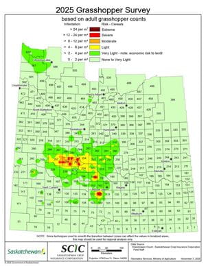 Grasshopper counts in Saskatchewan