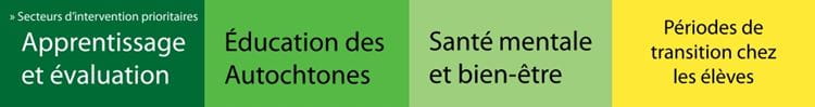 Secteurs d'intervention prioritaires, Apprentissage et évaluation, Éducation des Autochtones, Santé mentale et bien-être, Périodes de transition chez les élèves