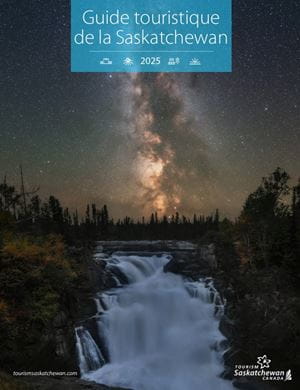 Guide touristique de la Saskatchewan 2025 image de Nistoyak Falls et la voie lactée