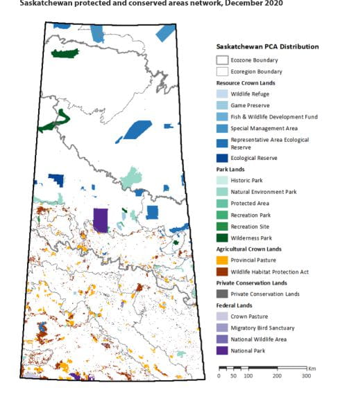 Saskatchewan protected and conserved areas network December 2020