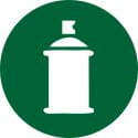 Circle with white hazardous waste product icon