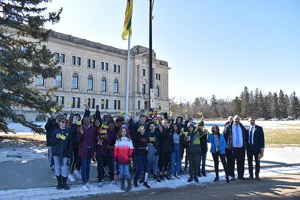 Francophone students attended the flag-raising in March 2020.