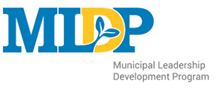 A logo that  has the letters MLDP written on it to represent Municipal Leadership Development Program