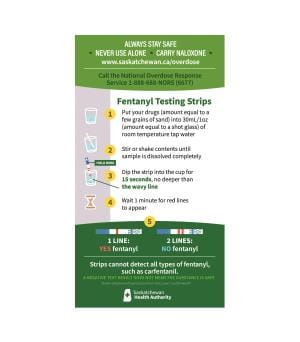 Directions on how to use fentanyl drug checking strips.