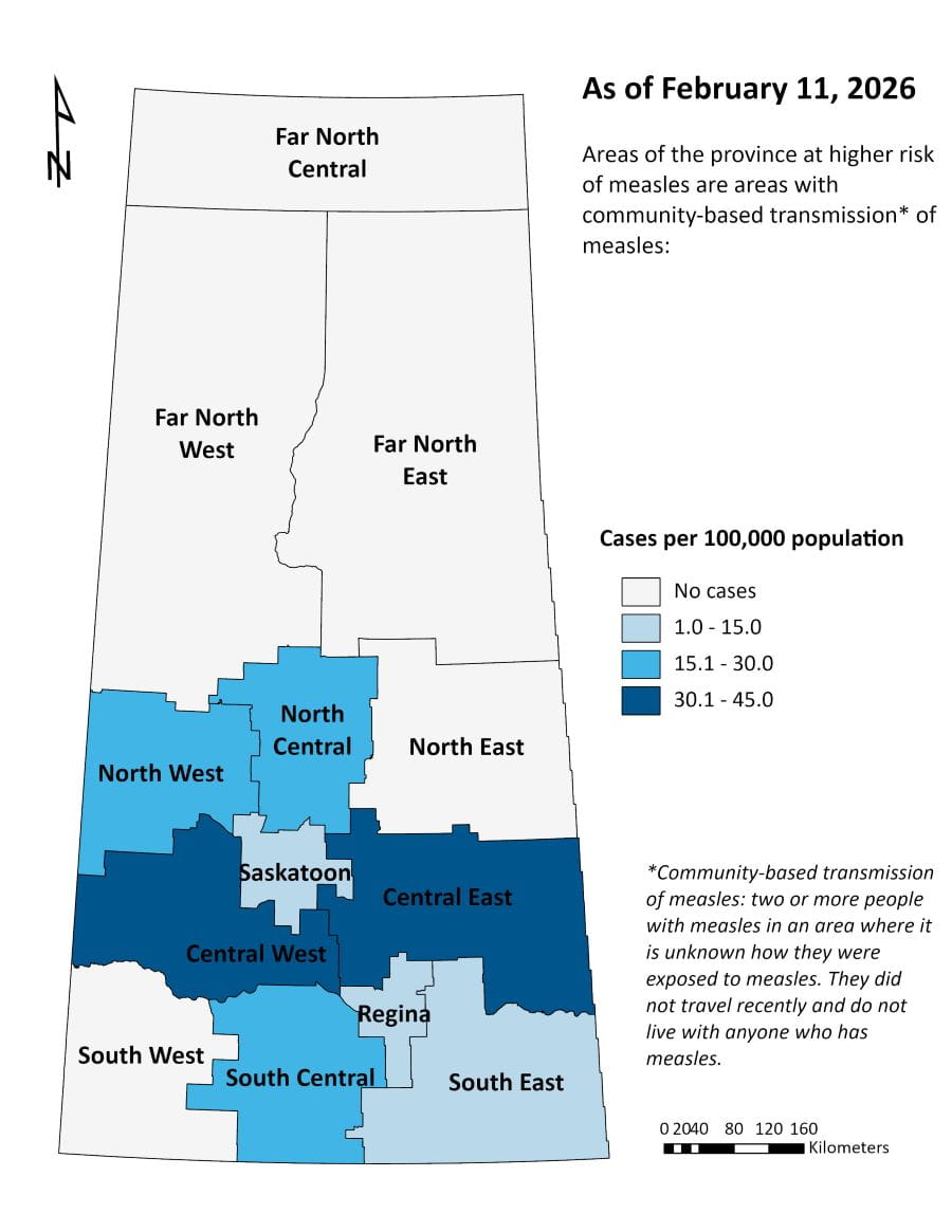 SK Measles Map as of February 11, 2026