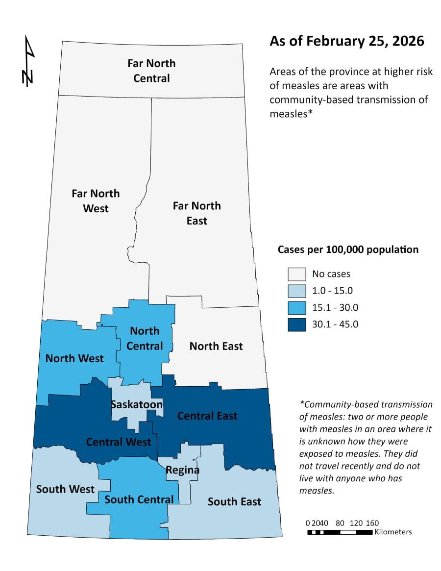 SK Measles Map as of February 25, 2026