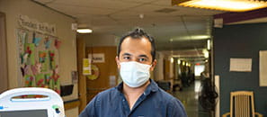Health care worker wearing mask