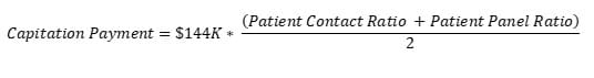 Capitation Payment = 144K * (Patient Contract Ratio + Patient Panel Ratio)/2