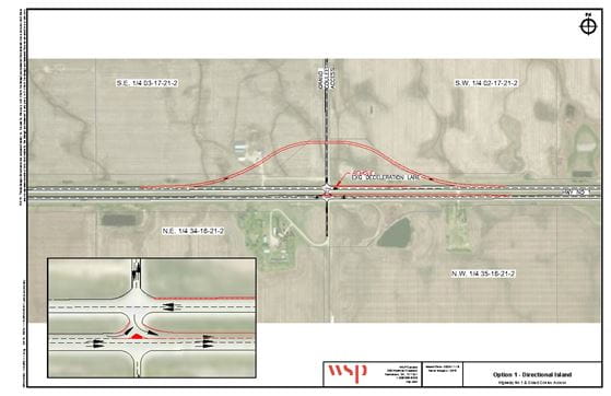 Option 1 design for the Grand Coulee and Hwy 1 intersection