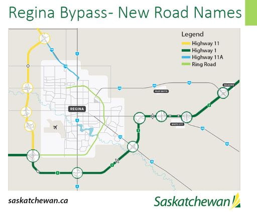 saskatchewan highway construction map Highway Name Changes At The Regina Bypass News And Media saskatchewan highway construction map