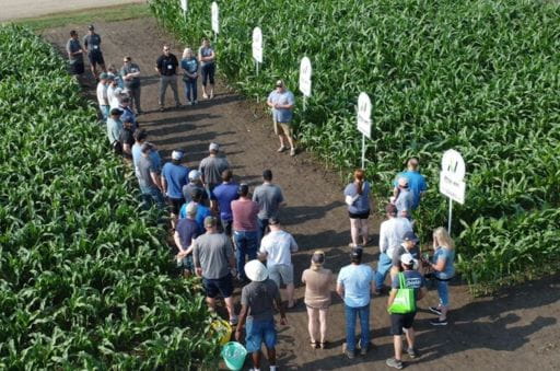 A group of people stand on a path in the middle of a field. Ag in Motion won the Business Event of the Year award at the Canadian Tourism Awards on Thursday, Nov. 20, 2025.