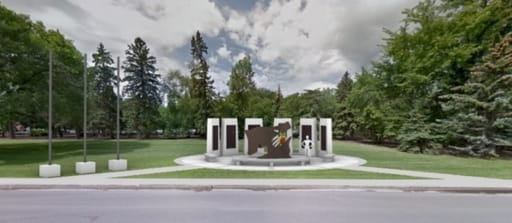 The Saskatchewan Public Service Memorial includes six tablets measuring two metres in height which will contain an image of the SPS Medal and inscriptions of the names of those who lost their lives in the line of duty. The entire site, located in an open park settling with a background of trees and foliage, will be 25 metres wide by 20 metres deep.