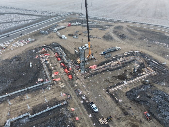 Drone shot of a building site