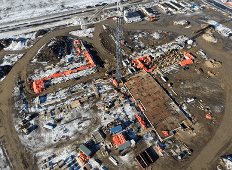 Drone shot of a building site