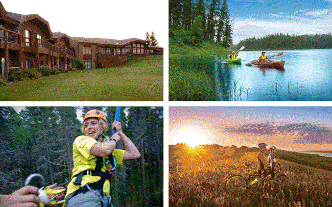 A collage of four images showing activities in provincial parks